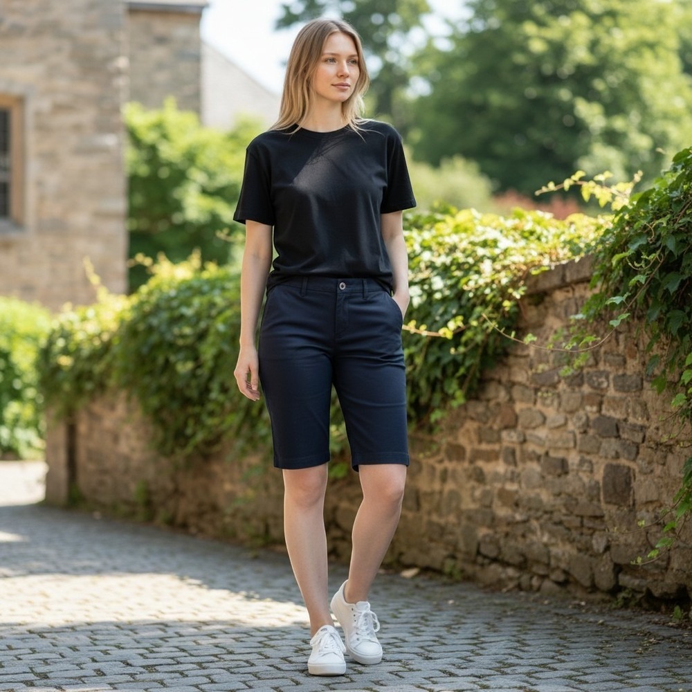 J. Jill Essential Cotton Stretch Ponte Knit Shorts Navy Blue $64 Retail 2 petite
